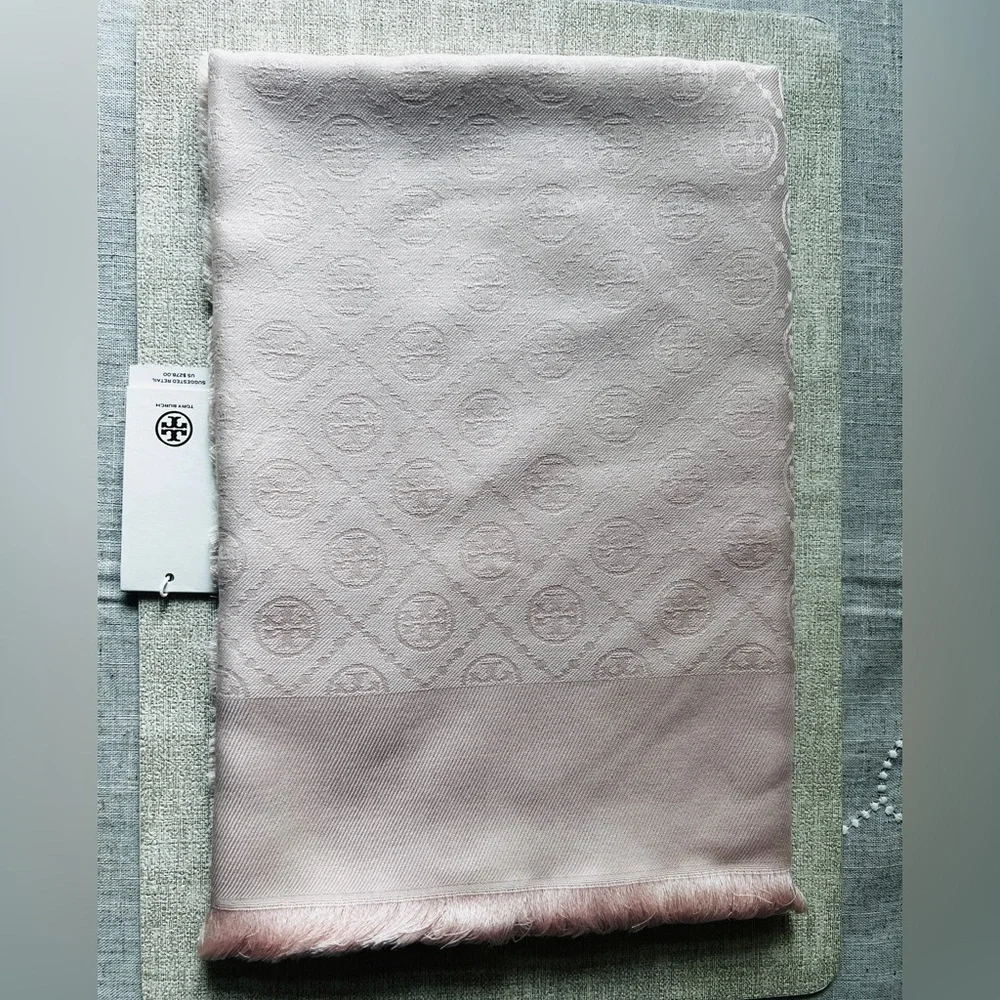 TORY BURCH• T Monogram JAQUARD TRAVELLER SCARF/WRAP Shawl Scarf